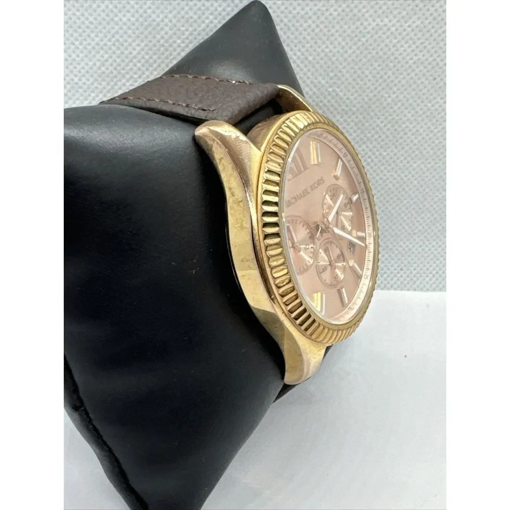 Michael Kors Lexington MK8319 Mens Brown Leather Analog Dial Quartz Watch JNA810